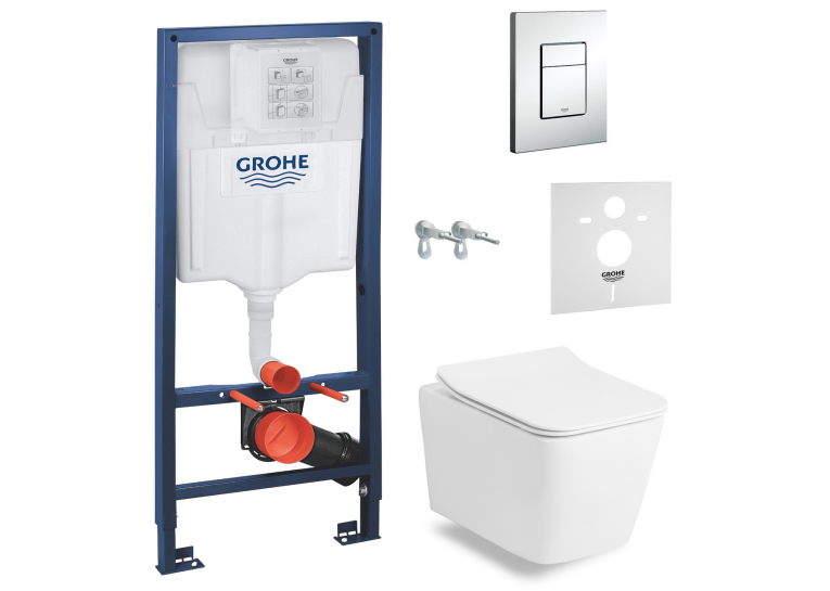Комплект: унітаз підвісний Imprese KUBIK Rimless  з сидінням + інсталяція Grohe Rapid SL (c06810203+38772001)
